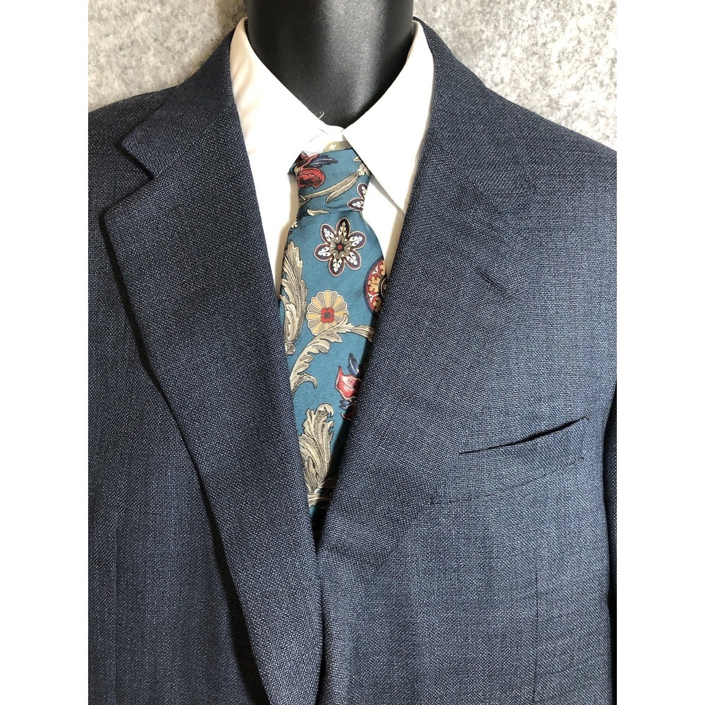 Hickey Freeman Blazer Men 46 Blue Wool Fleck Canturbury Suit Coat Jacket Classic